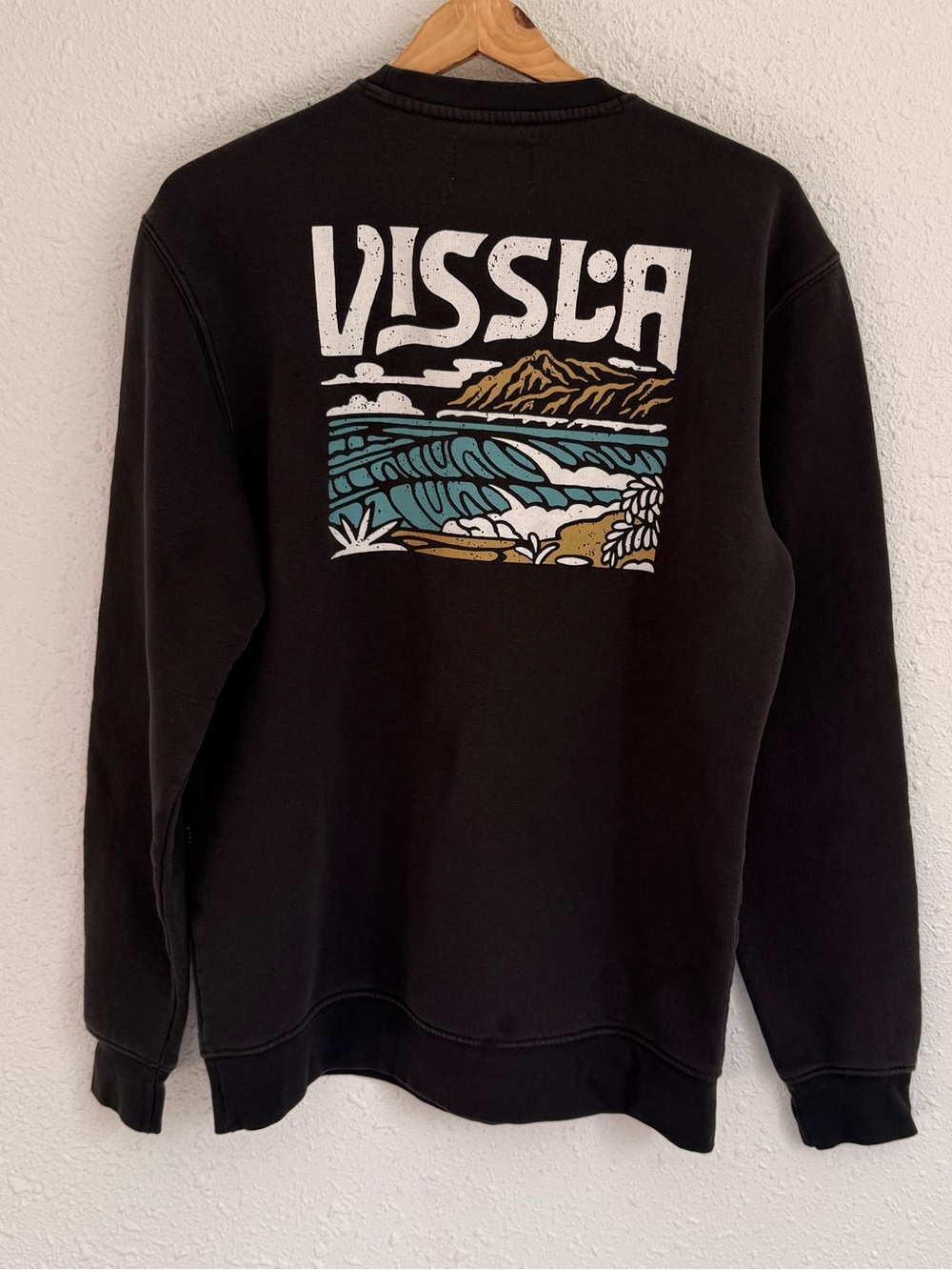 Visala ocean waves black crewneck pullover sweatshirt men’s m